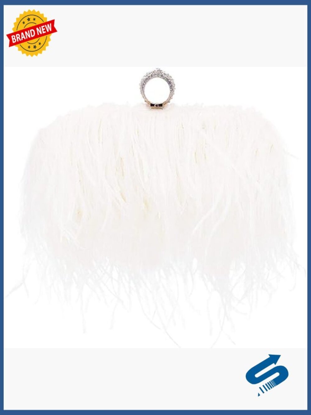 Feather Clutch Evening Bag Chain Crossbody Shoulder Purse Handbag